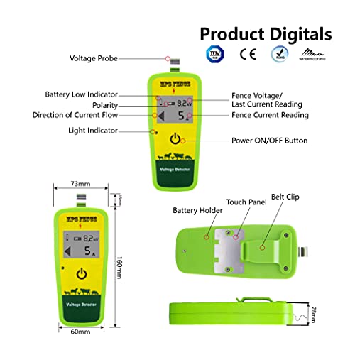 KuGuo Electric Fence Tester, 0-13000V Voltmeter for Livestock Fence | Quickly checks fence power status for farms, horses, cattle and outdoor electric fence systems with simple operation