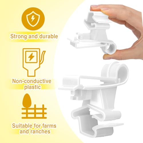 100 Pcs T-Post Poly Tape Insulator Large Snap T-Post Holding Electric Fence Insulator for Farm Fence (White) - color: White