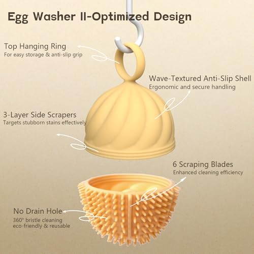 Egg Washer for Fresh Eggs - Upgraded 2.0 Silicone Egg Scrubber | Farm Fresh Egg & Vegetable Scrubber | Dishwasher Safe, Gentle on Shells (Blue 2 Pcs) - color: Blue 2 Pcs