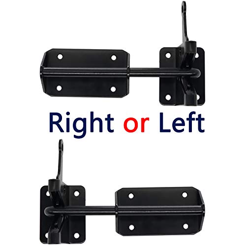 JIAHOO Heavy Duty Gate Latch for Wooden Fence with Cable Pull Opener | Automatic Latch for Wooden & Metal Gates, Vinyl Fence, Self Locking Outswinging Pool & Dog Door Latch with Security, Black