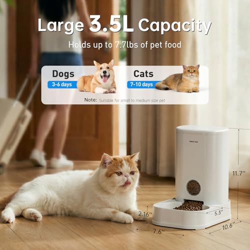 PAWGETHER® Gravity Cat Feeder, 1 Gallon/3.5L Dog Food Dispenser, No-Electricity Automatic Pet Feeder, Auto Refill Food Bowl for Cats & Small, Medium Dogs Easy to Fill - color: Feeder