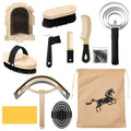 Abbylike 12 Pieces Horse Grooming Kit Racing Festival Tack Room Supplies Horse Brush Sets Equine Care Cleaning Kit Shedding Grooming Massaging Tools(Black) - color: Black