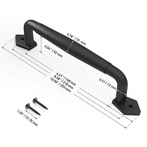 2-Pack 10 Inch Diamond Tapered Barn Door Handle - Black Cast Iron Pull for Sliding Doors, Gates, Sheds, Fences, Closets - Indoor Outdoor Farmhouse Hardware - size: 10" - 2 Pack, style: Diamond Tapered