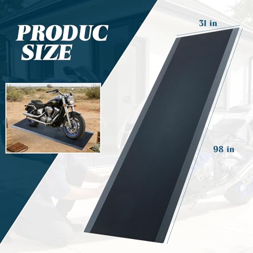 Drydiet Motorcycle Mat Garage Floor Rug Washable Parking Mats for Garage Floors Non Slip Oil Absorbent Pad Rubber Backing Layer Protects Floor(Metal Style,98 x 31 Inch) - size: 98 X 31 Inch, style: Metal Style