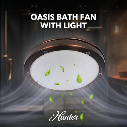 Hunter Oasis 80 CFM Bathroom Exhaust Fan - Hunter Ceiling Fan with Light and Night Light – Imperial Bronze