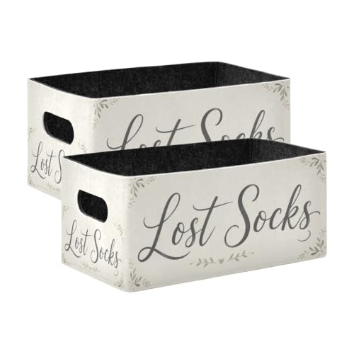 Storage Baskets Felt Foldable Storage Cube Shelf Bins Organizer Box for Kids Toys Office Bedroom Closet Babies Nursery 2-Pack (Lost Socks) - color: Lost Socks