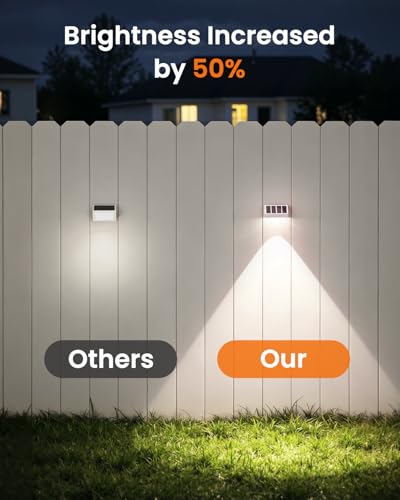 VOLISUN Solar Fence Lights 12 Pack, Vinyl Fence Lights Solar Powered with Warm White LED Spot Lens, Solar Deck Lights for Outside Wall, Deck, Patio, Yard, Rail, Garage, Pool - color: White, size: 12 Pack