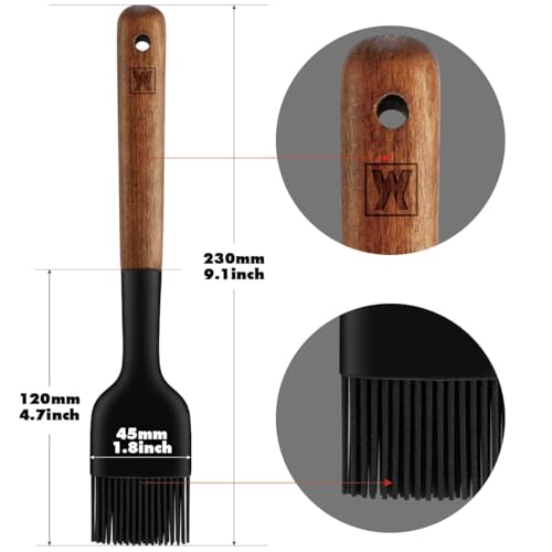 WAGENSTEIGER Silicone Cooking Brush with Wooden Handle: Pastry Brush, For Glazing Pastries and Basting Meats, Heat Resistant Cookware, Gentle Head & Bristle Design, BPA Free, Non-slip Grip