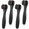 4 Pcs Horsehair Shine Shoes Brush Kit Polish Dauber Applicators Cleaning Leather Shoes Boots Care Brushes Suede Cleaner Brush with Microfiber Shoe Cloth(Black Handle A) - style: Black Style A
