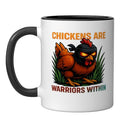 Chickens Are Warriors Within Funny Poultry Ninja Ceramic Mug, Black/White, 11oz - color: Black/White, size: 11 Ounces