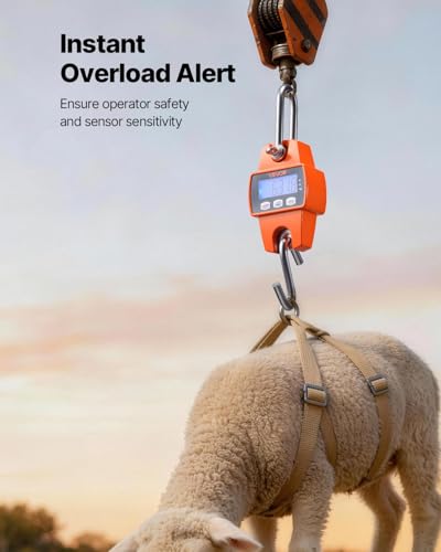 VEVOR Digital Crane Scale, 660 lbs/300 kg, Industrial Heavy Duty Hanging Scale with Cast Aluminum Case & LCD Screen, Handheld Mini Crane with Hooks for Farm, Hunting, Fishing, Outdoor, Garage (Orange) - style: 660 lbs/300 kg