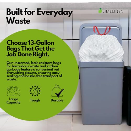 Mighty Flex 13 Gallon Trash Bags Drawstring, 400ct Heavy-Duty Large Garbage Bags, Ultra-Flexible, Leak and Odor-Resistant Plastic Garbage Bags for Home and Commercial Use, Unscented (White) - size: 1 Count (Pack of 400)