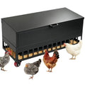 120LBS Heavy-Duty Galvanized Automatic No-Waste Chicken Feeder | 38 Ports Grille Gravity Feed Saving Design with Weather Resistant Lid & Side Wheels, Suitable for Hens, Ducks & Geese