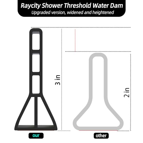 Raycity 3"H Shower Threshold Water Dam, Shower Water Guard, 98 Inch, Black | Silicone Rubber Water Stopper for Walk in Shower, Water Barrier, Prevent Leaks, Suitable for Bathroom, Kitchen - color: Black, style: 98 inch