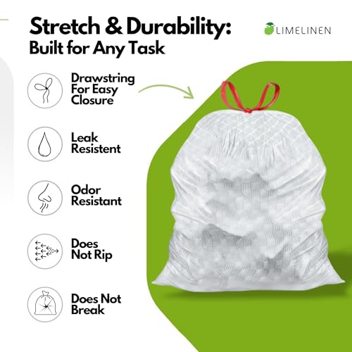 Mighty Flex 13 Gallon Trash Bags Drawstring, 1000ct Heavy-Duty Large Garbage Bags, Ultra-Flexible, Leak and Odor-Resistant Plastic Garbage Bags for Home and Commercial Use, Unscented (White) - size: 1 Count (Pack of 1000)
