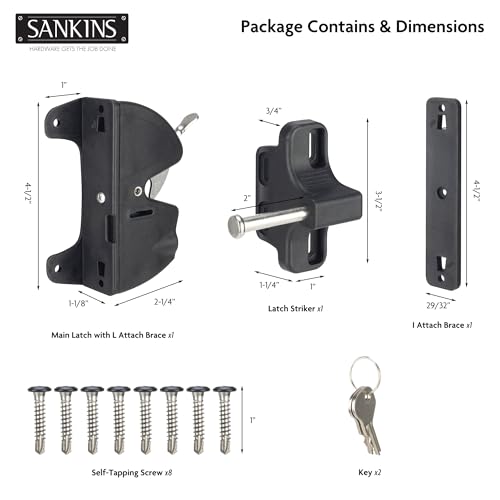 Key Lockable Double Sided Gate Latch, Fence Gate Locks for Outdoor Gates, Self Locking Gate Latch Door Latch, Fence Gate Latch Gate Hardware for Wood, Vinyl, Metal Gates, Black