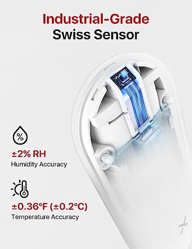 X-Sense Indoor Wi-Fi Thermometer Hygrometer, Base Station Required | Smart Temperature Sensor for House, Bedroom, Wine Cellar - color: Round, size: 1-Pack (Base Station not included)