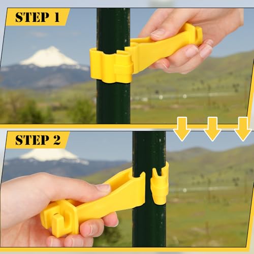 Outus 50pcs Reversed Extender Electric Fence TPost Insulators Snap, Yellow | Fit T Post Insulators, for Electric Fence Wire, Yard Agricultural Ranchers Farm - color: Yellow