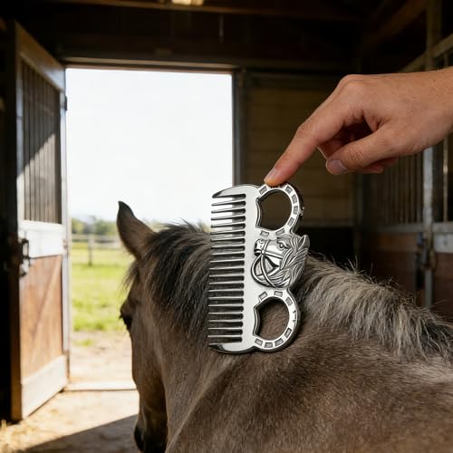 2PCS Horse Comb, Horse Mane and Tail Comb，Portable Aluminum Alloy Horse Comb