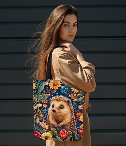 Vintage Botanical Animal Canvas Tote Bag for Women, Aesthetic Floral Animal Reusable Shoulder Bag for Shopping - color: 10