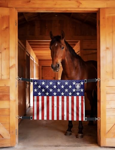 Harrison Howard Horse Stall Guard with Adjustable Straps and Sturdy Spring Hooks Included Aisle Guard Stall Guard for Horses,US Flag - color: US Flag