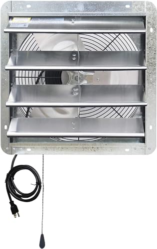 Iliving ILG8SF16V-T Wall-Mount Shutter Exhaust Fan, 16" - Variable Speed, Silver - size: 16 In