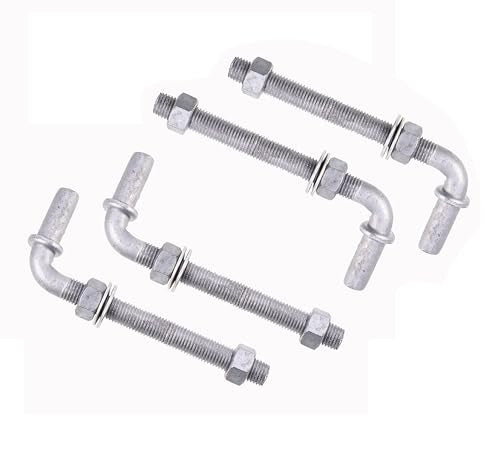 J-Bolt Post Hinge with 5/8" Hinge Pin Galvanized Post Gate Hinge for Chain Link Fence, Washers & Nuts Included (6" (4 Pcs)) - size: 6" (4 Pcs)