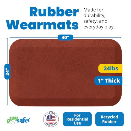 Playsafer Playground Safety Rubber Wearmat for Swingsets and Slides - 1" Thick X 24" W X 40" L (1 Pack, Red) - color: Red, size: 1 Pack (40" L x 24" W x 1" Thick)