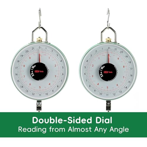Tada 22LBS Double-Sided Display Mechanical Hanging Scale | Weighing Pan for Farm, Kitchen Food and Produce Weighing
