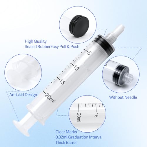 20ml Syringes Without Needles, 20cc Luer Lock Syringe - Disposable Individually Wrapped(30 Pack) - size: 20ml