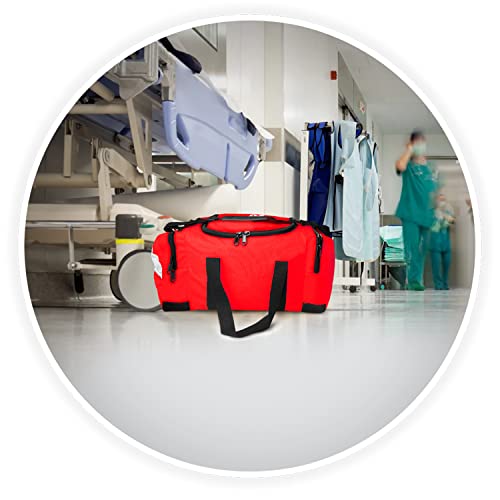 ASA TECHMED Large EMT First Responder Trauma Medical Bag Empty for Home 21x12x9 Inches, Office, School, EMTs, Paramedics, First Responders, Red - color: Red