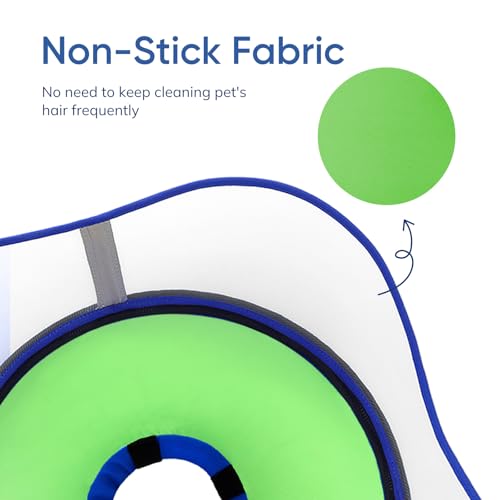 Supet Raised Inflatable Dog Cone Collar to Stop Licking, Soft Dog Cone Alternative for Small Medium Large Dogs, Doggie Donut Collar After Surgery - color: Smooth Green, size: M(Neck 9"-12.5")