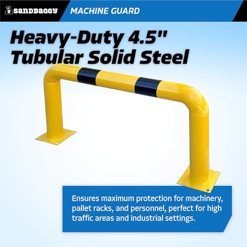 Sandbaggy High Profile Machine Safety Guard (24" H x 48" L) - Fixed Industrial Barrier Guards - Vehicle Impact Protection - Yellow Finish (10)
