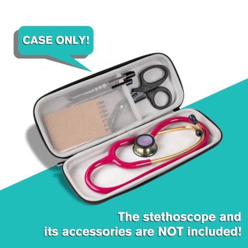 ProCase Stethoscope Case for 3M Littmann Classic III/Cardiology IV -Black | Compatible with Lightweight II S.E, MDF Acoustica, Hard Travel Carrying Case for Nurse, Stethoscope Storage Organizer - color: Black