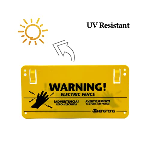 Plastic Electric Fence Warning Signs 4 Pcs 9.5 x 4.7 Inch | Yellow durable safety markers, no touching reminder for farm and home use