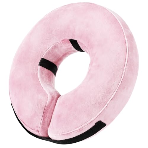 Grand Line Inflatable Dog Cone Collar, Soft Pet Recovery After Surgery (S) | Does Not Block Vision | Protective Pet Neck Cone Alternative for Small, Medium, Large Dogs & Cats | Solid Pink - color: Pink, size: S (Neck:4"-7")