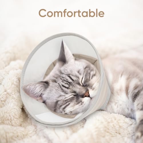 Supet Soft Cat Cone Collar to Stop Licking, Breathable Mesh Cone with Waterproof Liner Recovery Collar, for Kitten and Large Cats, Comfortable Elizabethan Alternative for Spay Neuter Grooming, S, Grey - color: Grey, size: S