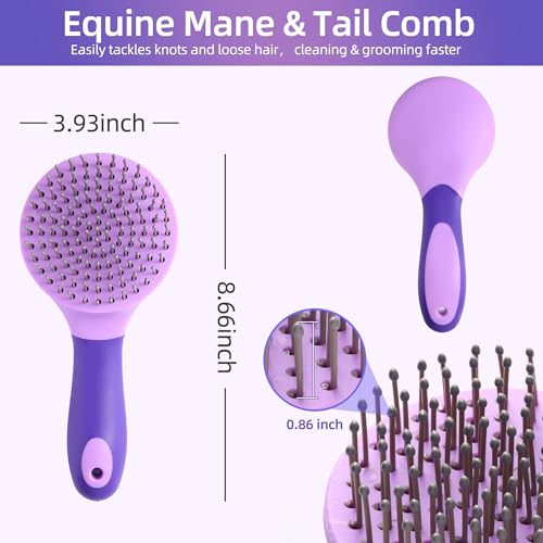 Equine Mane & Tail Combs Horse Brush Shedding Brush Grooming Tool for Horse (Purple) - color: Purple