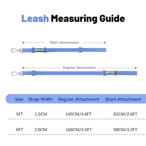 Waterproof Dog Leash with Poop Bag Holder, 5FT/6FT Adjustable Length with 2 Swivel Hooks, Odor-Free & Easy-Clean Dog Lead for Large Medium Small Dogs - color: Blue, size: 5FT - 3/5inch Width
