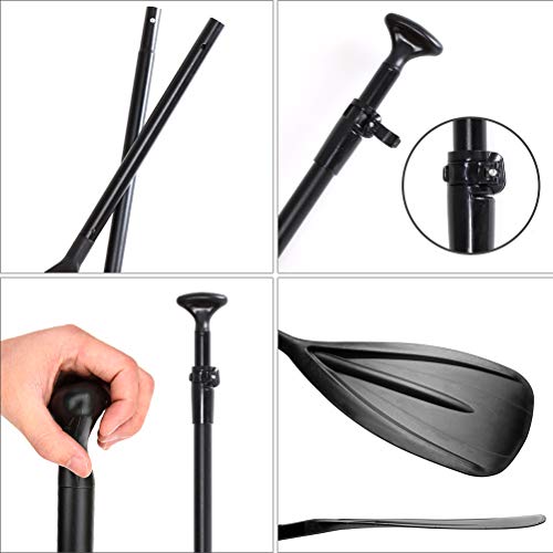 Karltion SUP Paddle - 3-Piece Adjustable Aluminium SUP Paddle with Glass Fiber Blade for Surfing, Floating, Water Sports - color: black