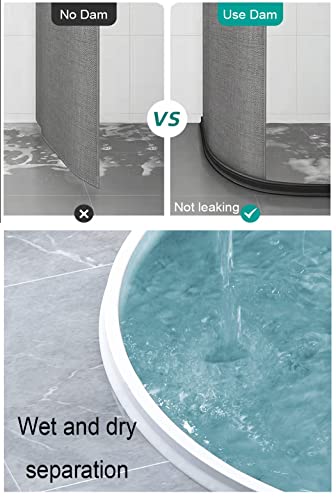 59Inch Collapsible Shower Threshold Water Dam 2" High Shower Barrier Water Stopper 2" Tall Shower Water Guard To Keep Water In Shower Dry And Wet Separation Bathroom Wheelchair Accessible - color: White, style: 59inch