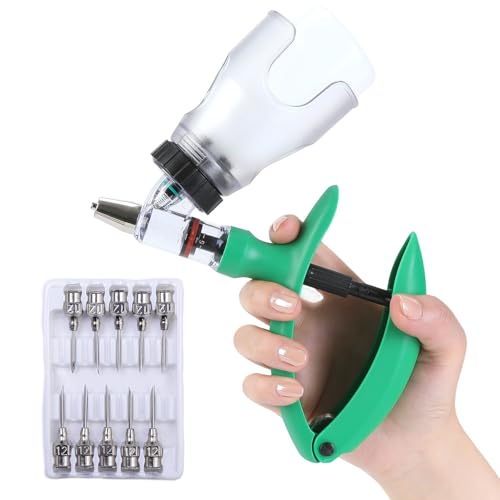 5ml Continuous Self-Refilling Livestock Syringe, 10 Needles Included | Adjustable dosage from 0.5ml to 5ml Veterinary Injection Gun for Chicken, Duck, Pig, Sheep, Cow Poultry - color: green