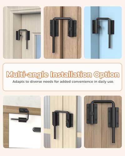 Sliding Door Loop Lock, Multi-Angle Barn Door Lock, Black | Aluminum Alloy, U-Shaped Loop Latch for French/Fences/Windows/Screen/Patio Sliding Doors - color: Black-1 PC