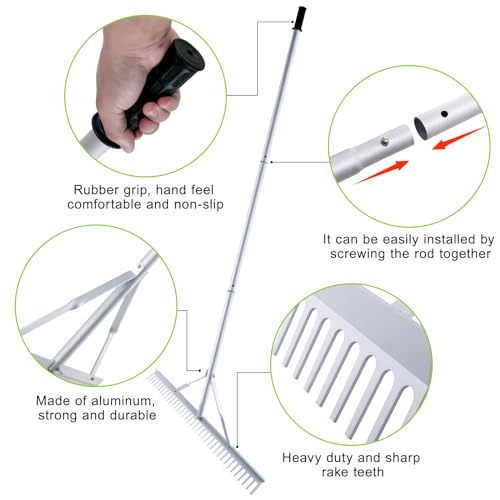 36 Inch Aluminum Landscape Rake | Garden Rake, Heavy Duty, Metal Construction, Loosening Soil - style: 36 Inch Landscape Rake