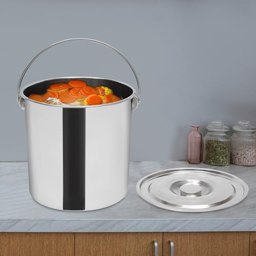Extra Thick 20L Stainless Steel Barrel Bucket with Lid, Milk Can, Food & Water Storage, Wine Pail, Champagne Cooler, Kitchen Bucket - color: 20l