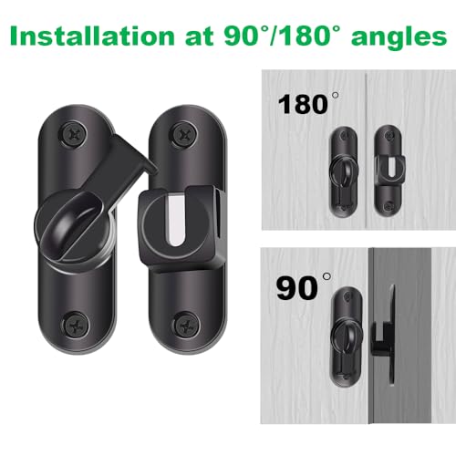 90/180 Degree Upgrade Barn Door Lock Latch, Heavy-Duty Zinc Alloy Thickened Barn Door Latch, Pocket Door Latch for Flip or Sliding Door, Keep Families Safety Gate Latch Lock, for Bathroom, Cabinet