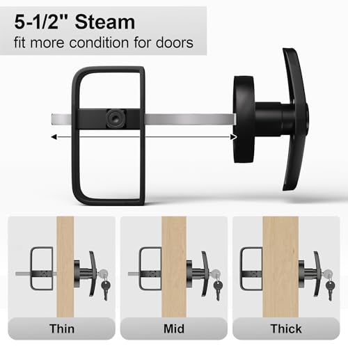 SKYSEN Shed Door Lock Latch, Shed Door T Handle Lock, 5-1/2" Steam- 2 Keys- Shed Door Hardware- Black(Shed Lock-1)