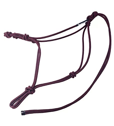 Four Knot Rope Halter and 12 Foot Lead Rope Training Set (Burgundy, Large) - color: Burgundy, size: Large