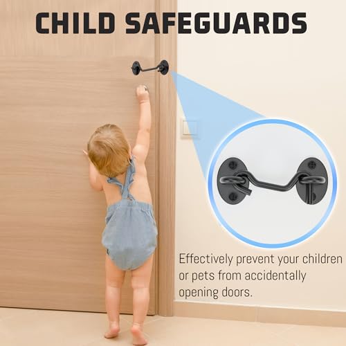 5" Hook and Eye Latch 1 Pack, Privacy Eye Hook Latch, Door Hook Lock, 1Pack | for Indoor Outdoor Slide/Barn/Shed/Door, Window, Fences Cabinet, Barn Door Latch - size: 5 Inch