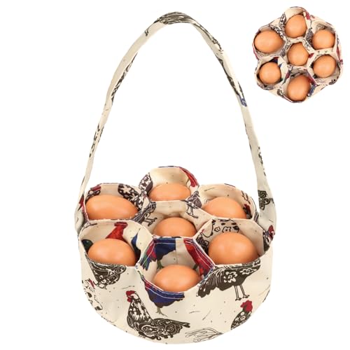 Egg Bags Hossmily Egg Basket Mini Egg Collecting Basket Egg Gathering Basket with 7 Pouches for Farmhouse Chicken Hen Duck Goose Housewife Garden Transporting Storage- 1 Pack